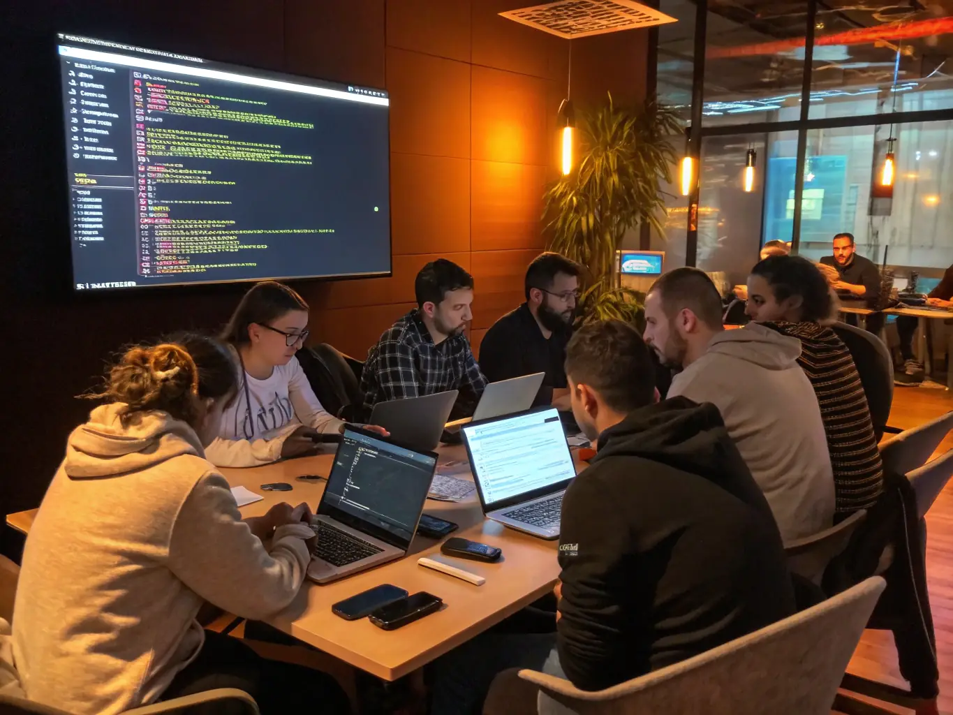 Software developers working together on a software project, illustrating the collaborative and practical nature of HIERO ACADEMY's software development training.
